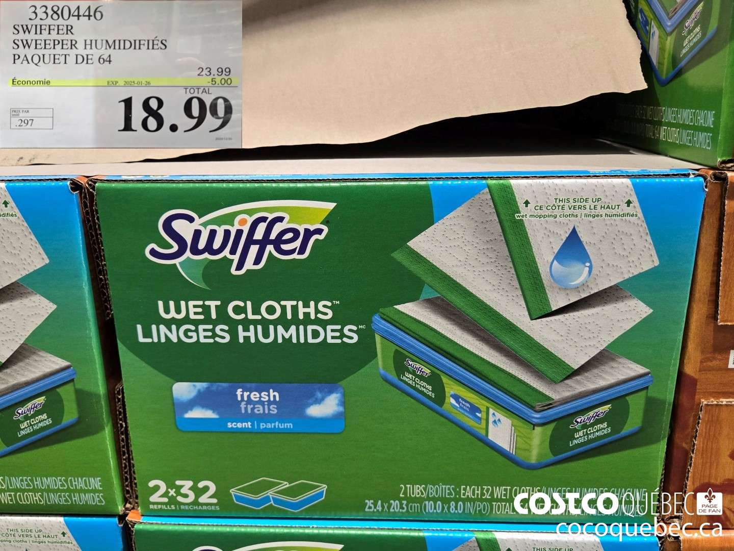 3380446 SWIFFER SWEEPER HUMIDIFIES PAQUET DE 64 ($5.00 INSTANT SAVINGS EXPIRES ON 2025-01-26) $18.99