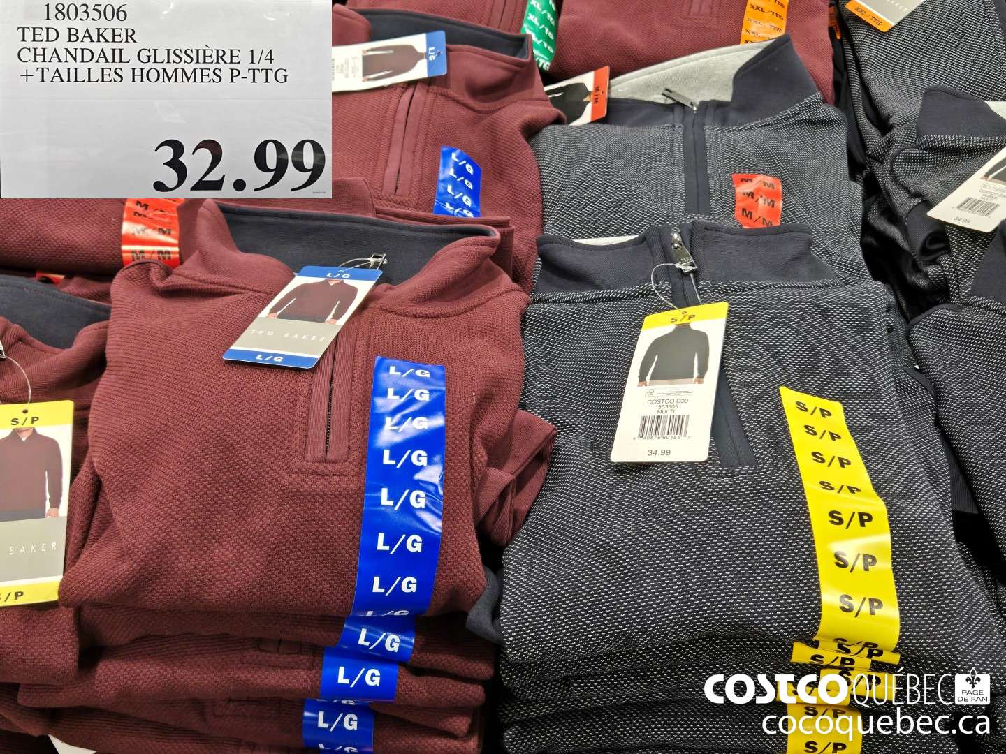 1803506 TED BAKER CHANDAIL GLISSIERE 1/4 +TAILLES HOMMES P-TTG  $32.99