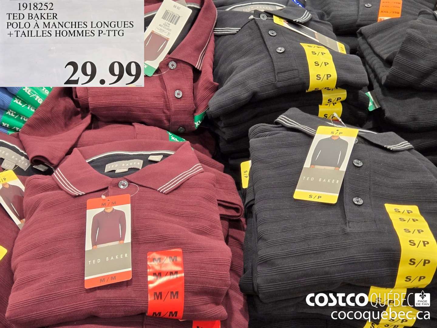 1918252 TED BAKER POLO A MANCHES LONGUES +TAILLES HOMMES P-TTG  $29.99