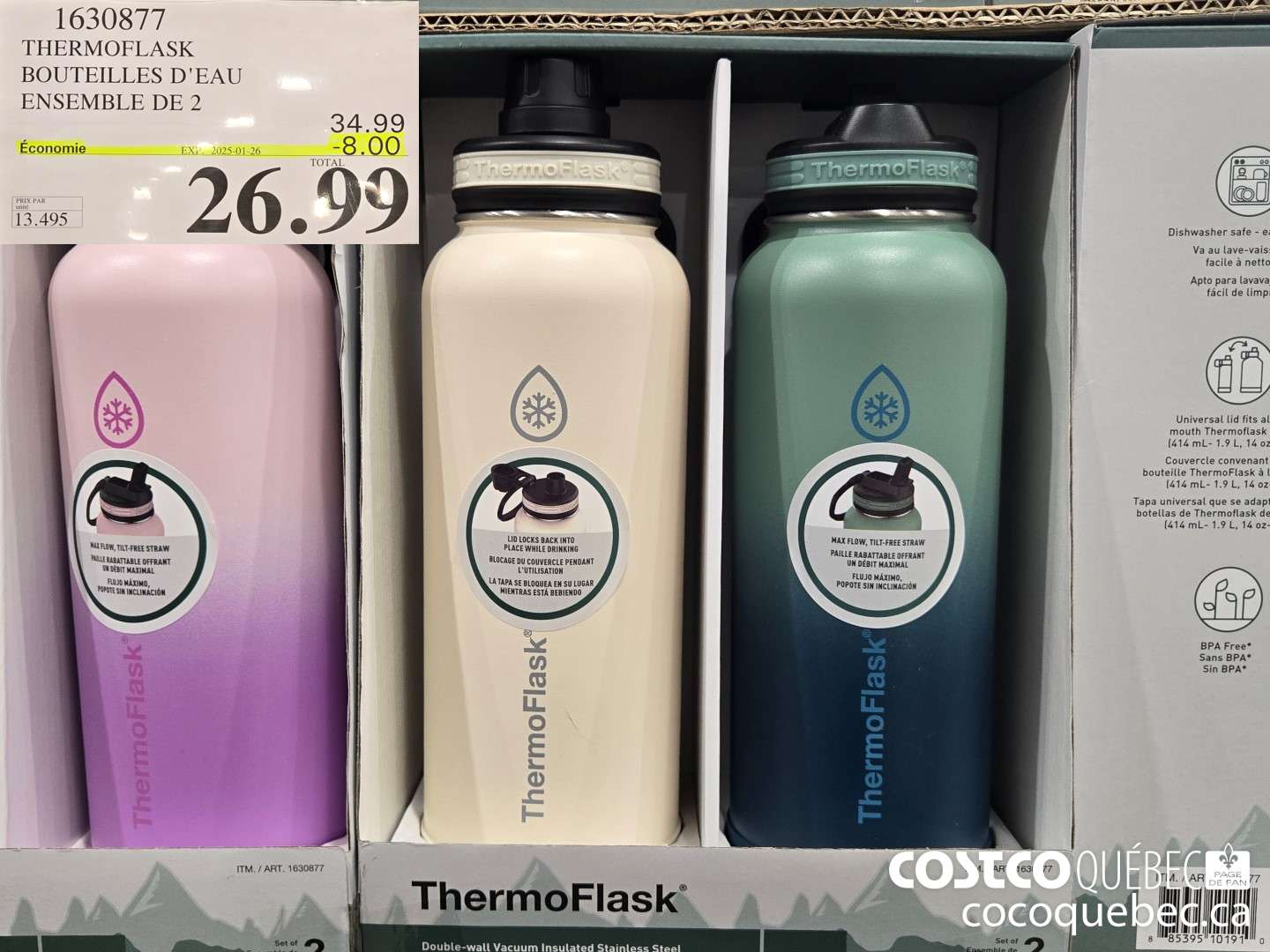 1630877 THERMOFLASK BOUTEILLES D'EAU ENSEMBLE DE 2 ($8.00 INSTANT SAVINGS EXPIRES ON 2025-01-26) $26.99