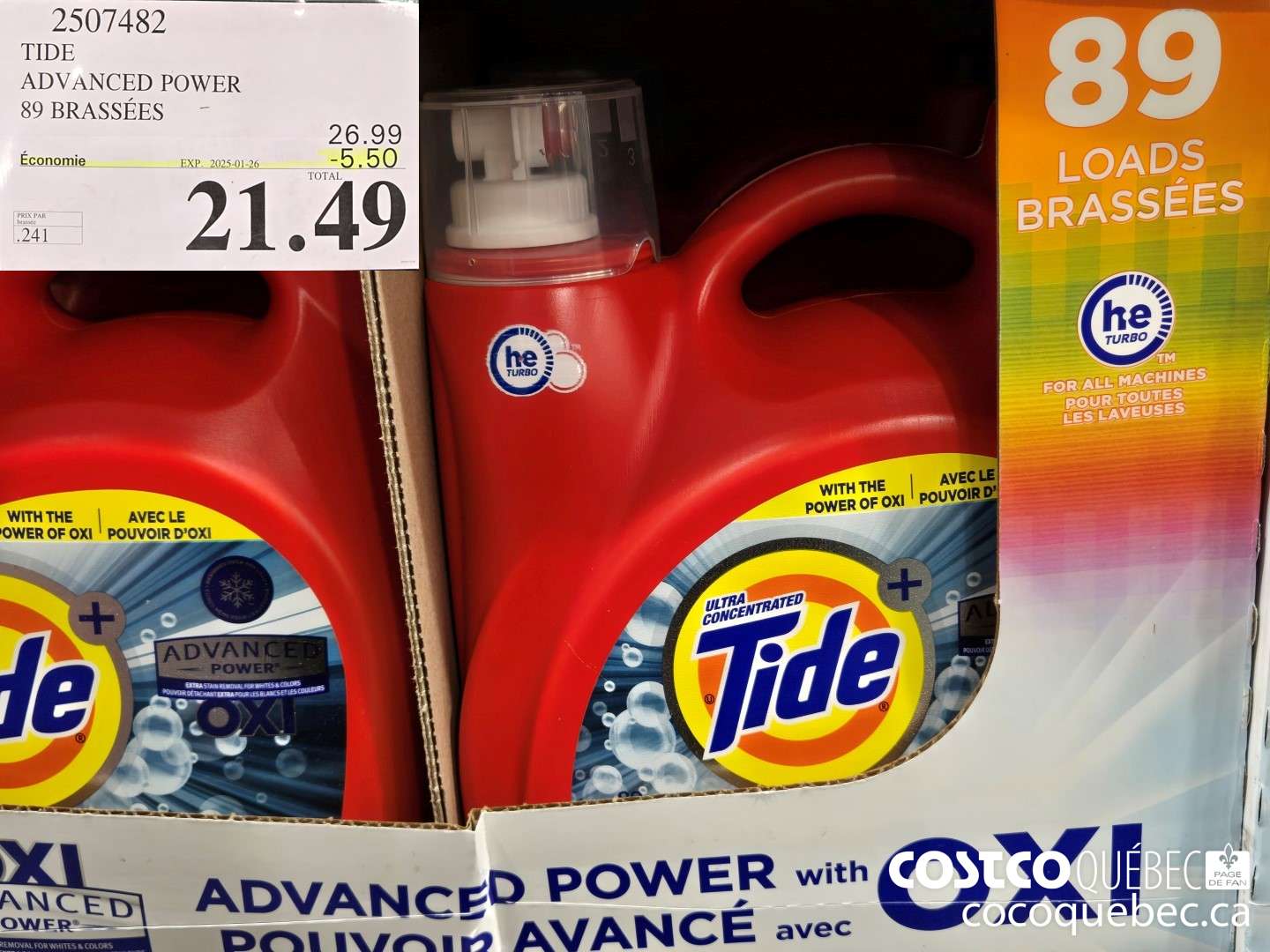 2507482 TIDE ADVANCED POWER 89 BRASSEES  ($5.50 INSTANT SAVINGS EXPIRES ON 2025-01-26) $21.49