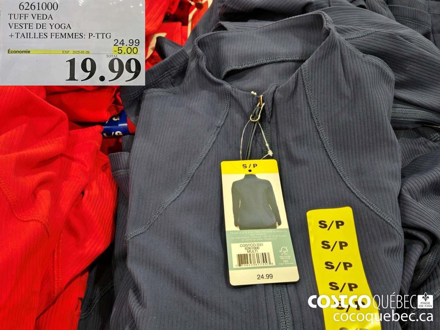 6261000 TUFF VEDA VESTE DE YOGA TAILLES FEMMES: P-TTG  ($5.00 INSTANT SAVINGS EXPIRES ON 2025-01-26) $19.99