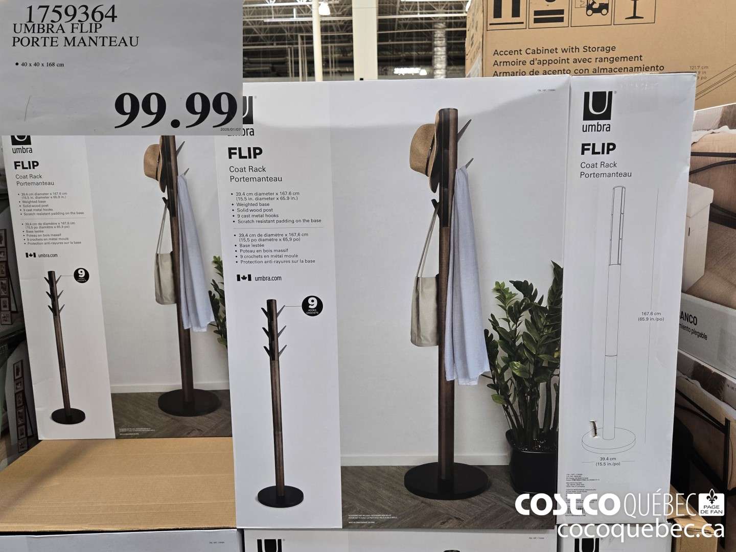 1759364 UMBRA FLIP PORTE MANTEAU 40 x 40 x 168 cm  $99.99