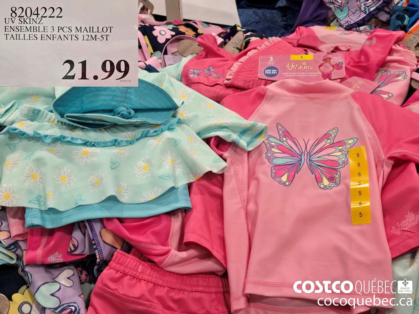 8204222 UV SKINZ ENSEMBLE 3 PCS MAILLOT TAILLES ENFANTS 12M-5T  $21.99