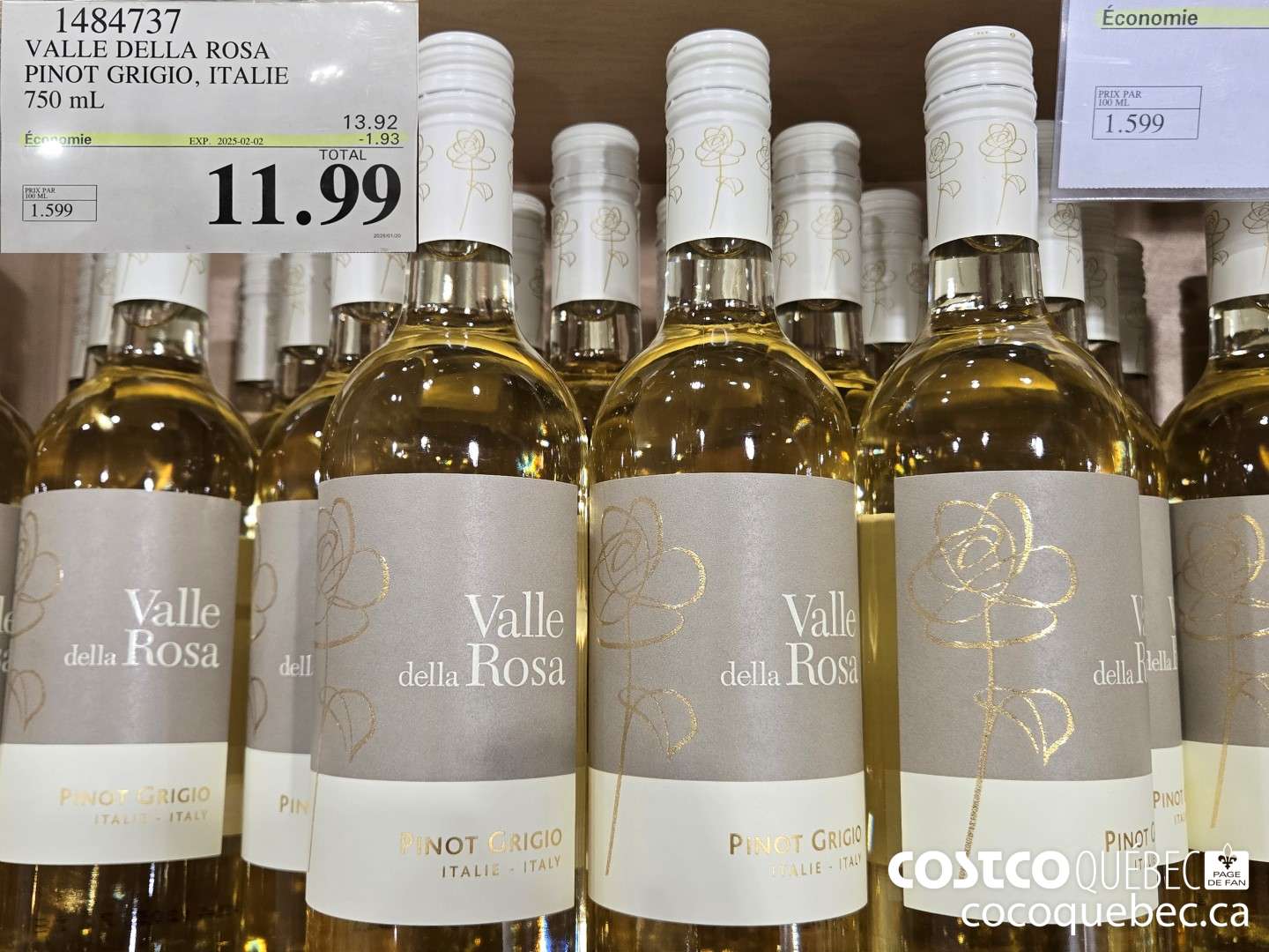 1484737 VALLEDELLA - ROSA PINOT GRIGIO, ITALIE 750 mL  ($1.93 INSTANT SAVINGS EXPIRES ON 2025-02-02) $11.99