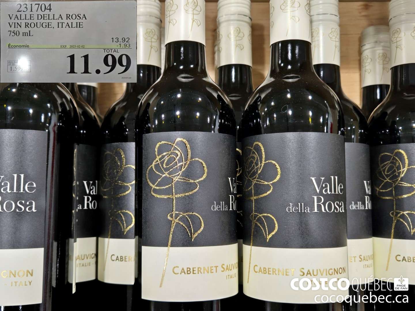 231704 VALLE DELLA ROSA VIN ROUGE, ITALIE 750 mL  ($1.93 INSTANT SAVINGS EXPIRES ON 2025-02-02) $11.99
