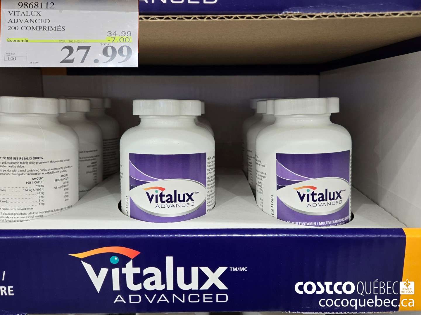 98681122 VITALUX ADVANCED 200 COMPRIMES  ($7.00 INSTANT SAVINGS EXPIRES ON 2025-02-16) $27.99