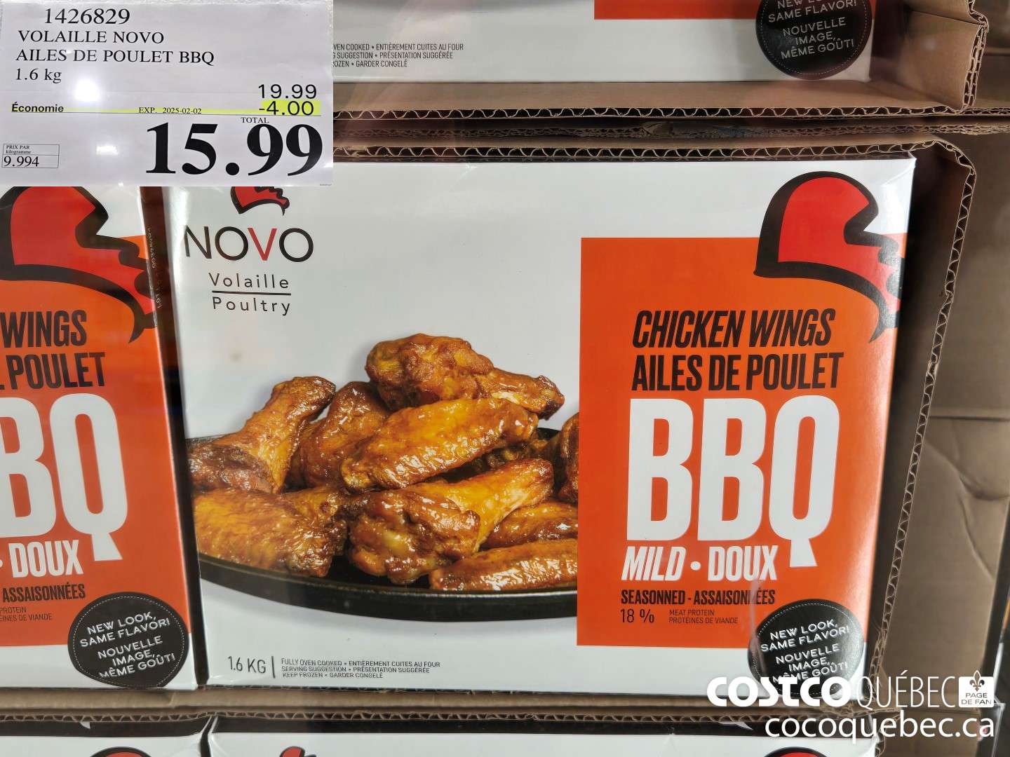 1426829 VOLAILE NOVO AILES DE POULET BBQ 1.6 kg  ($4.00 INSTANT SAVINGS EXPIRES ON 2025-02-02) $15.99