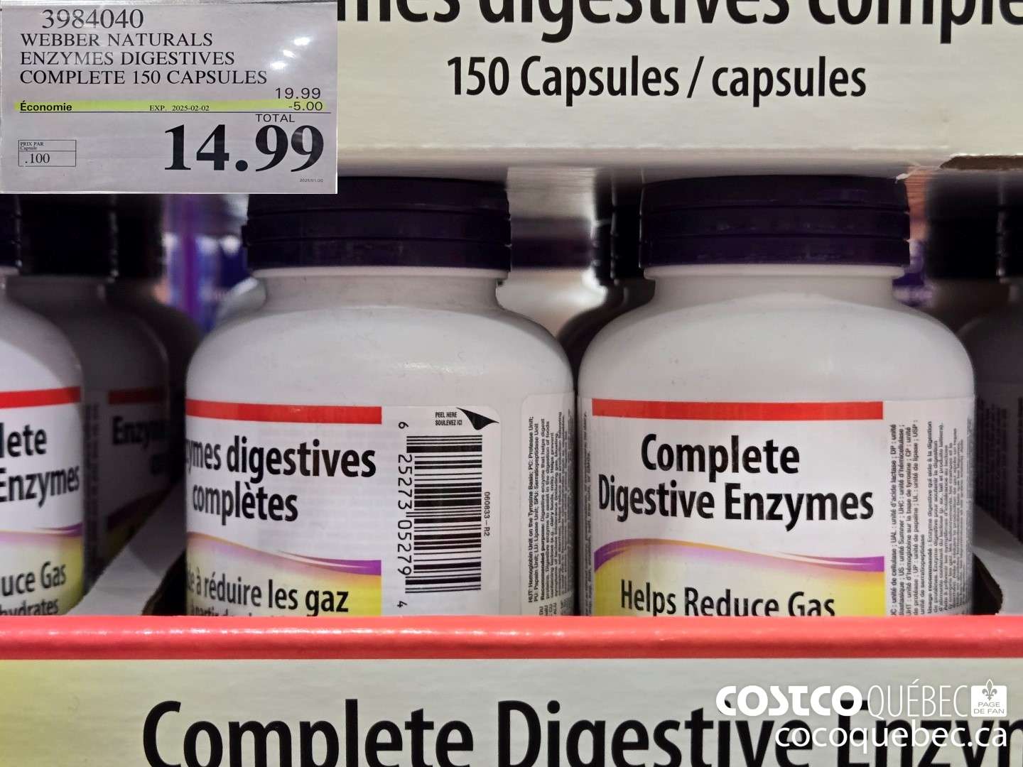 3984040 WEBBER NATURALS ENZYMES DIGESTIVES COMPLETES 150 CAPSULE  ($5.00 INSTANT SAVINGS EXPIRES ON 2025-01-26) $14.99