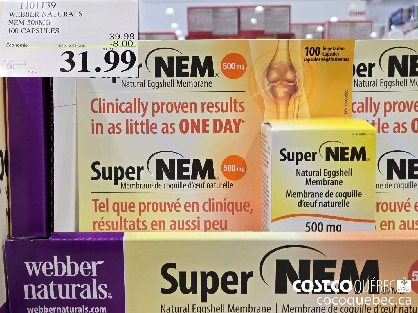 1101139 WEBBER NATURALS NEM 500MG 100 CAPSULES ($8.00 INSTANT SAVINGS EXPIRES ON 2025-02-02) $31.99