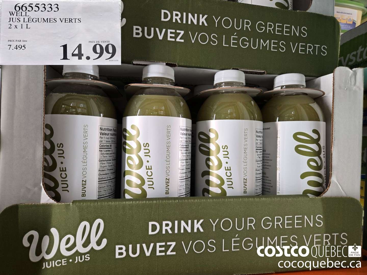 6655333 WELL JUS LEGUMES VERTS  $14.99