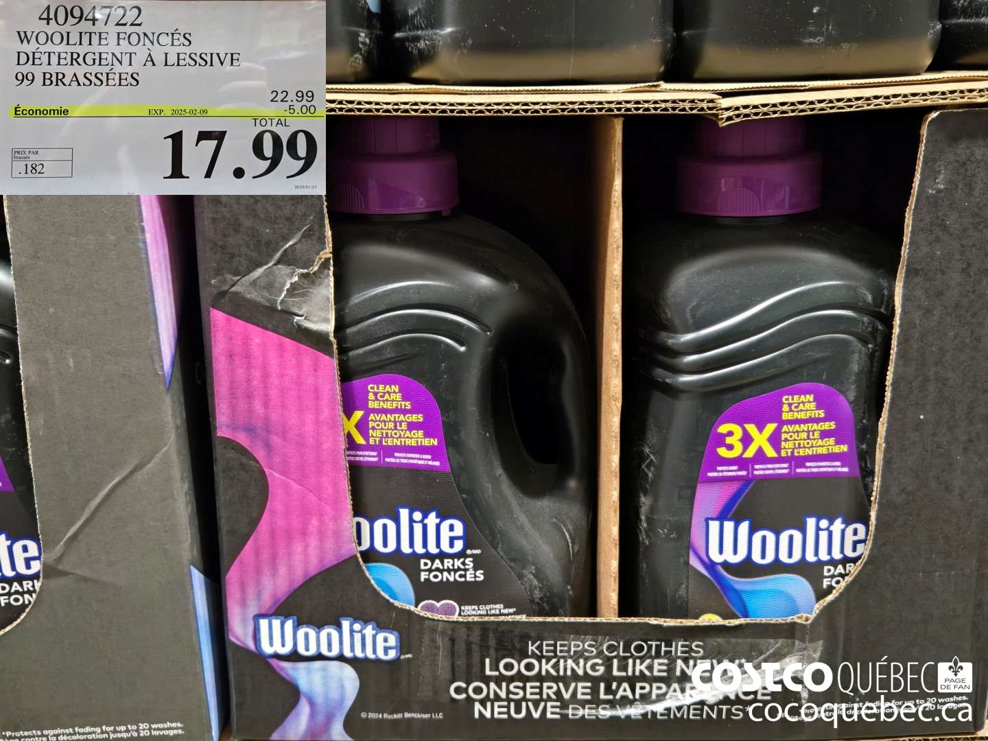 4094722 WOOLITE FONCES DETERGENT A LESSIVE 99 brassées  ($5.00 INSTANT SAVINGS EXPIRES ON 2025-02-09) $17.99