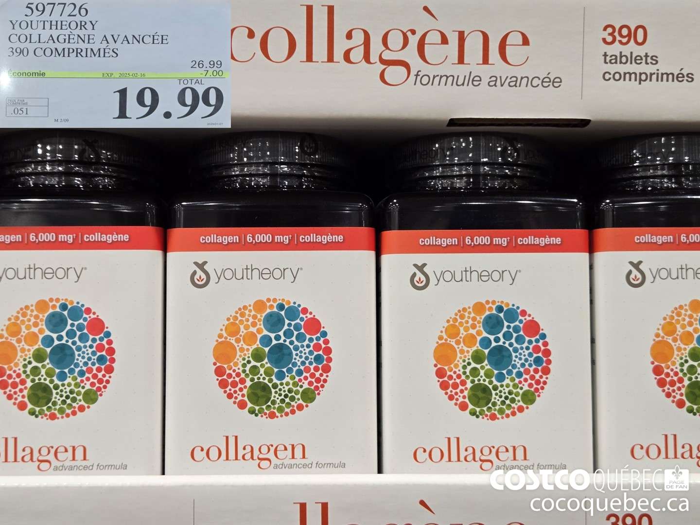 597726 YOUTHEORY COLLAGENE 390 COMPRIMES ($6.00 INSTANT SAVINGS EXPIRES ON 2025-02-16) $19.99