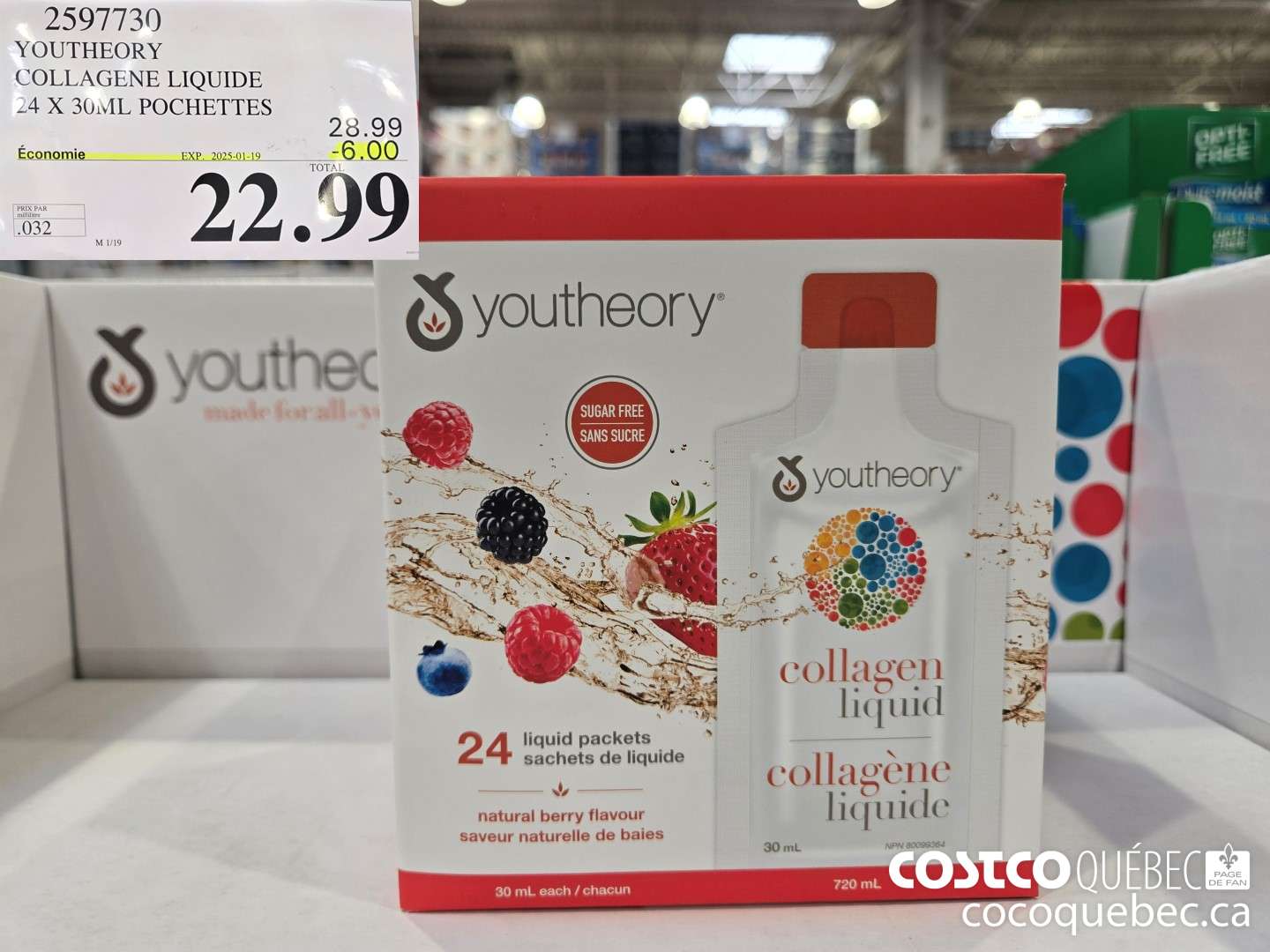 2597730 YOUTHEORY COLLAGENE LIQUIDE 24 X 30ML POCHETTES  ($6.00 INSTANT SAVINGS EXPIRES ON 2025-01-19) $22.99