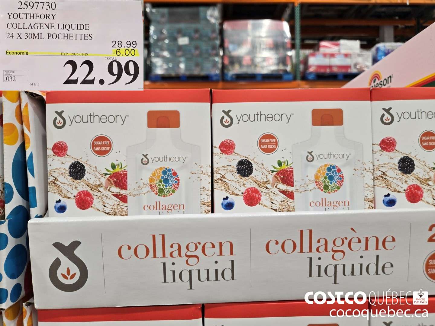 2597730 YOUTHEORY COLLAGENE LIQUIDE 24 X 30ML POCHETTES  ($6.00 INSTANT SAVINGS EXPIRES ON 2025-01-19) $22.99