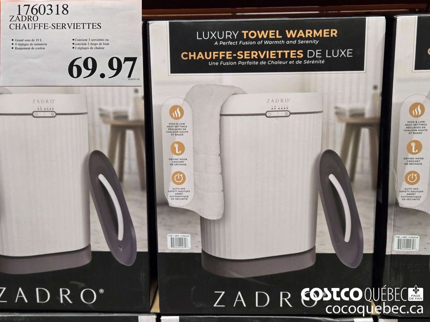 1760318 ZADRO CHAUFFE-SERVIETTES  $69.97