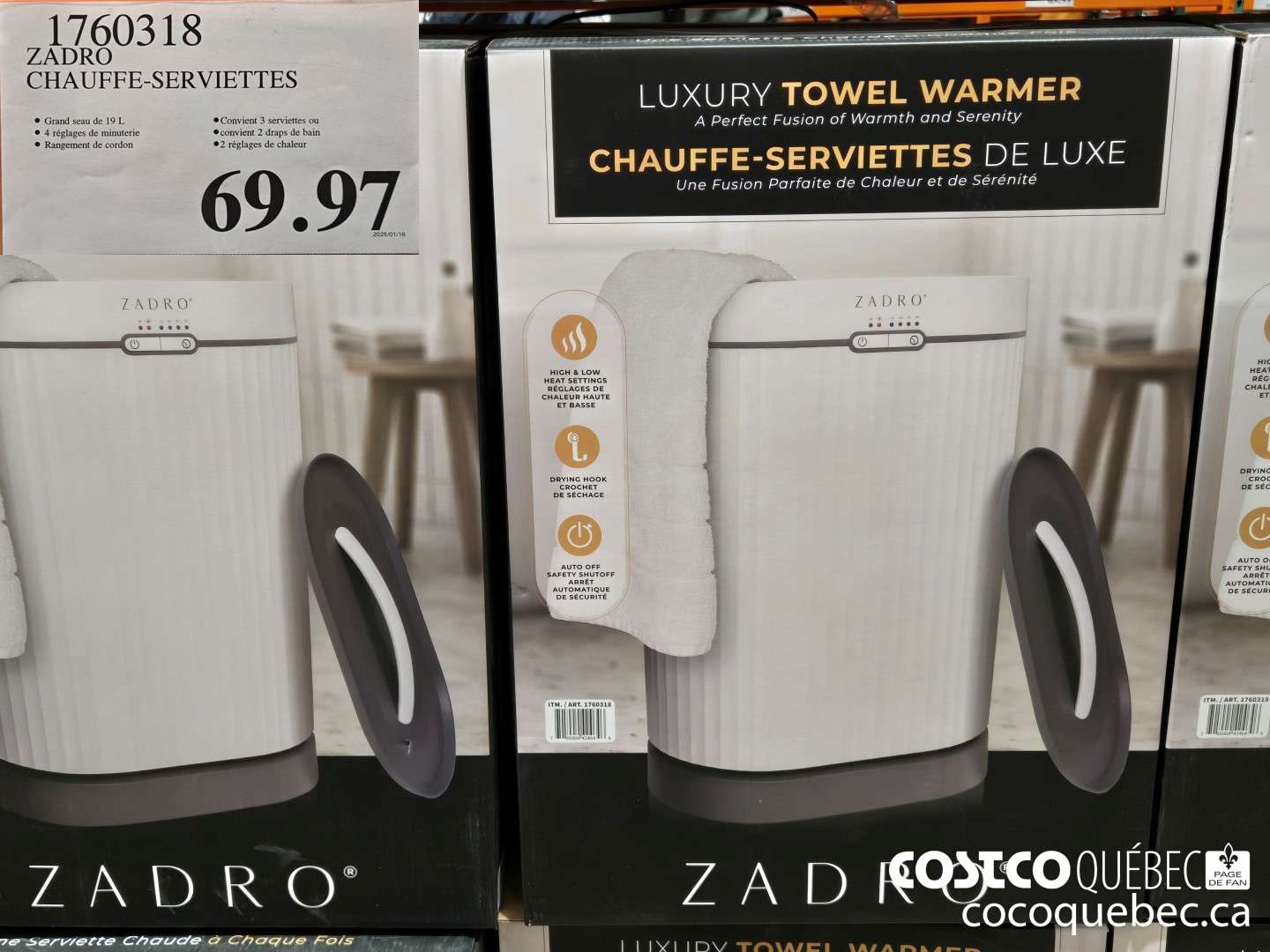 1760318 ZADRO CHAUFFE-SERVIETTES  $69.97