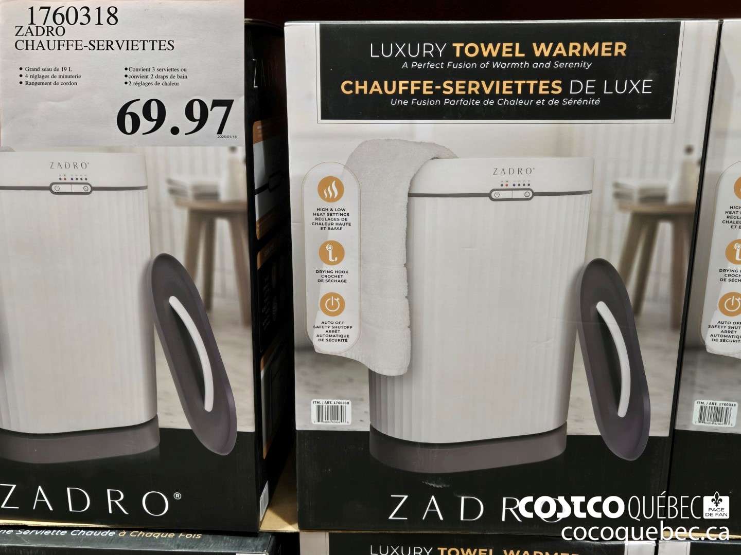 1760318 ZADRO CHAUFFE-SERVIETTES  $69.97