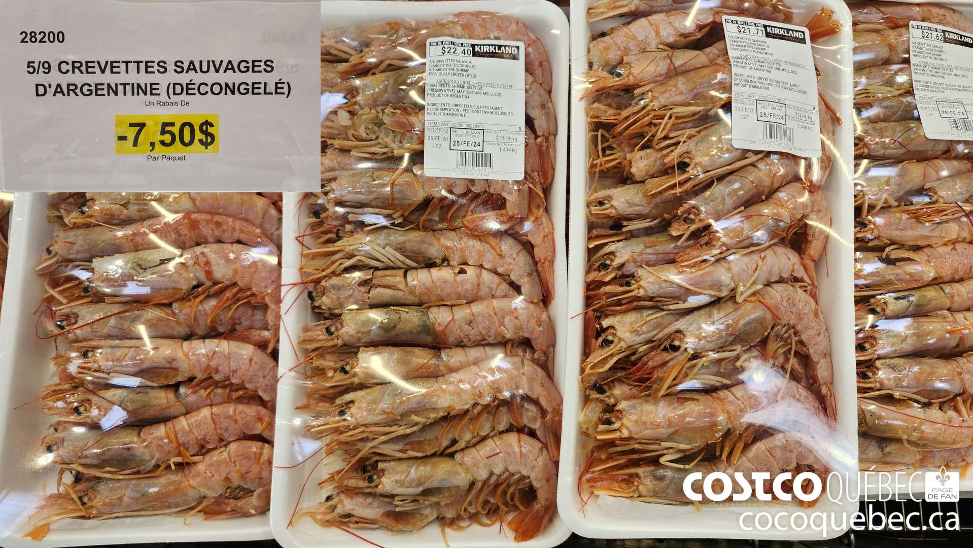 28200 5/9 CREVETTES SAUVAGES D'ARGENTINE (DECONGELE)  ($7.50 INSTANT SAVINGS)