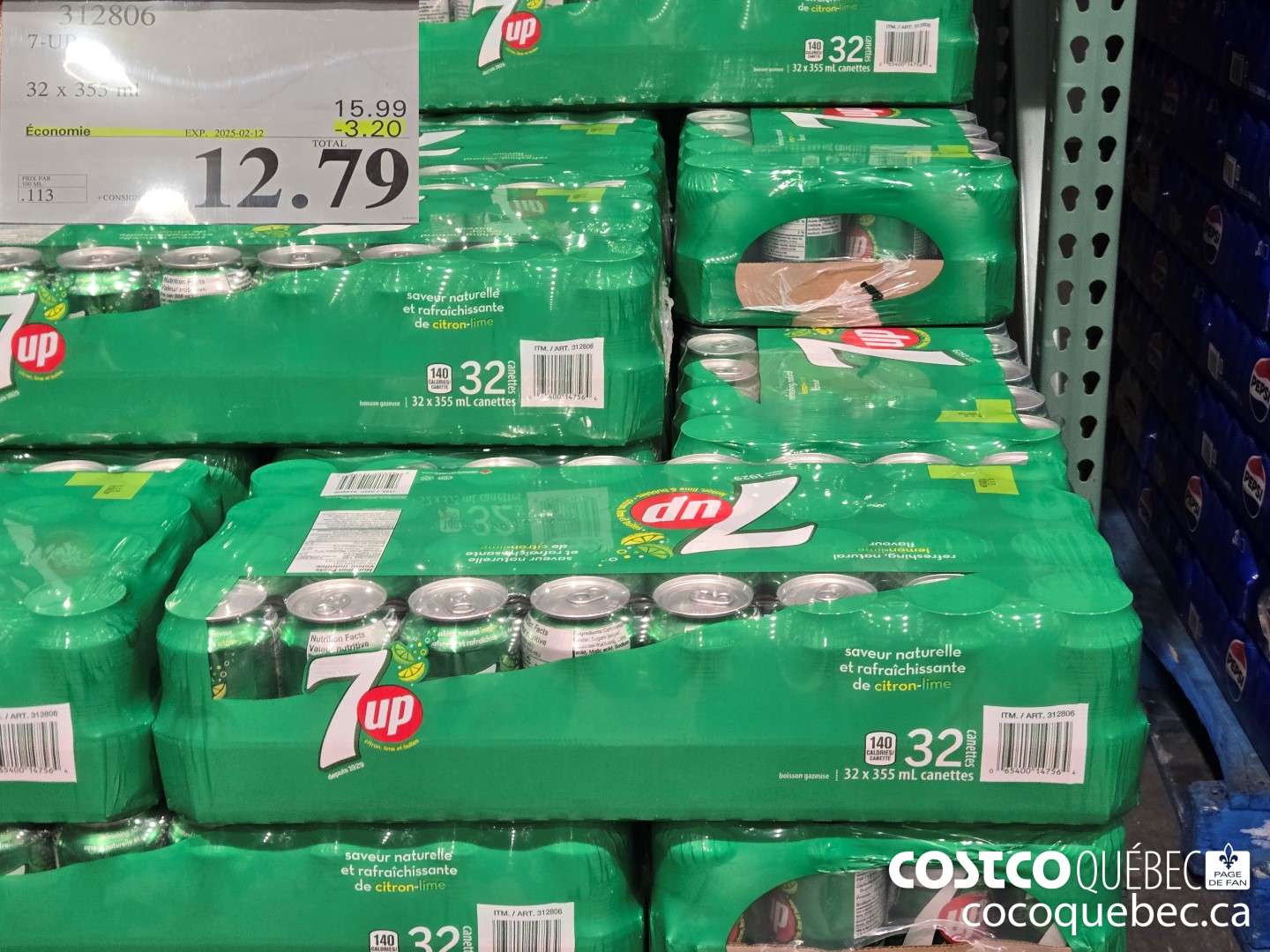 312806 7-UP 32 x 355 ml ($3.10 INSTANT SAVINGS EXPIRES ON 2025-02-12) $12.79