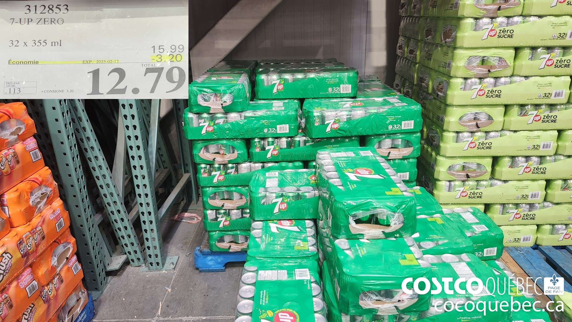 312853 7-UP ZERO 32 x 355 ml ($22.90 INSTANT SAVINGS EXPIRES ON 2025-02-12) $12.79