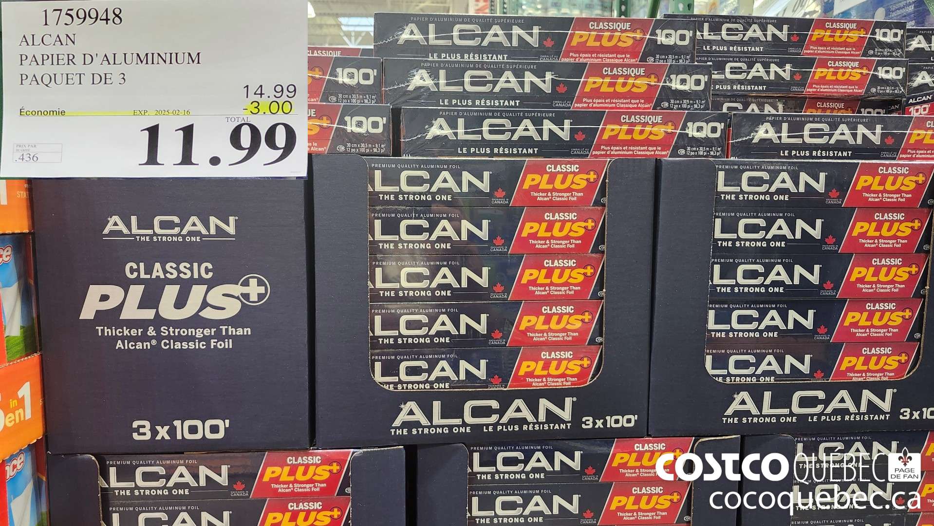 1759948 ALCAN PAPIER D' ALUMINIUM PAQUET DE 3  ($3.00 INSTANT SAVINGS EXPIRES ON 2025-02-16) $11.99