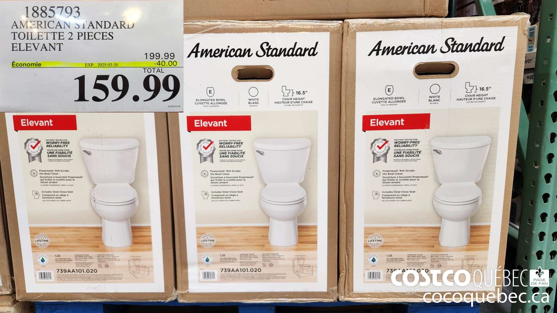 1885793 AMERICAN STANDARD TOILETTE 2 PIECES ELEVANT  ($40.00 INSTANT SAVINGS EXPIRES ON 2025-03-30) $159.99