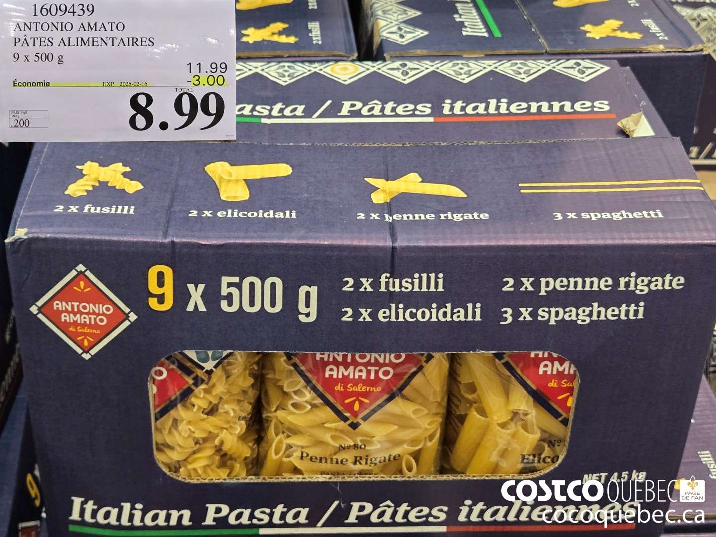 1609439 ANTONIO AMATO PATES ALIMENTAIRES 9 x 500 g ($3.00 INSTANT SAVINGS EXPIRES ON 2025-02-16) $8.99