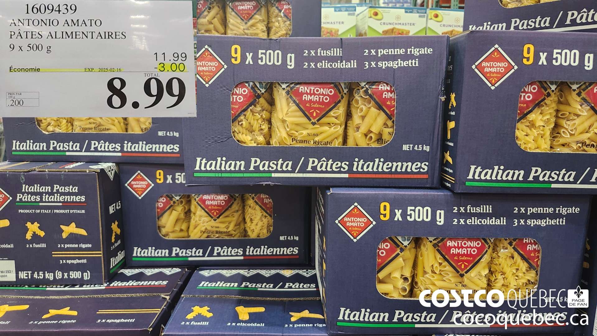 1609439 ANTONIO AMATO PATES ALIMENTAIRES 9 x 500 g ($3.00 INSTANT SAVINGS EXPIRES ON 2025-02-16) $8.99