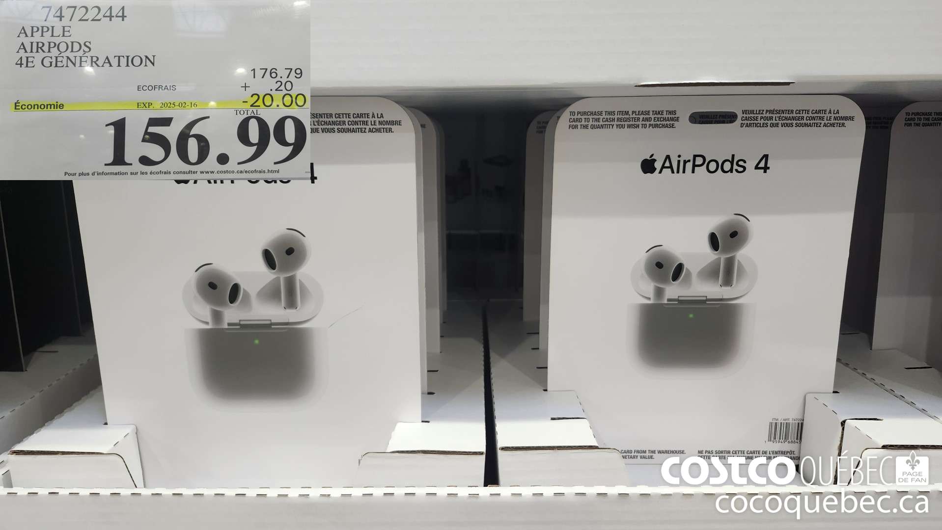 7472244 APPLE AIRPODS 4E GENERATION  ($20.00 INSTANT SAVINGS EXPIRES ON 2025-02-16) $156.99