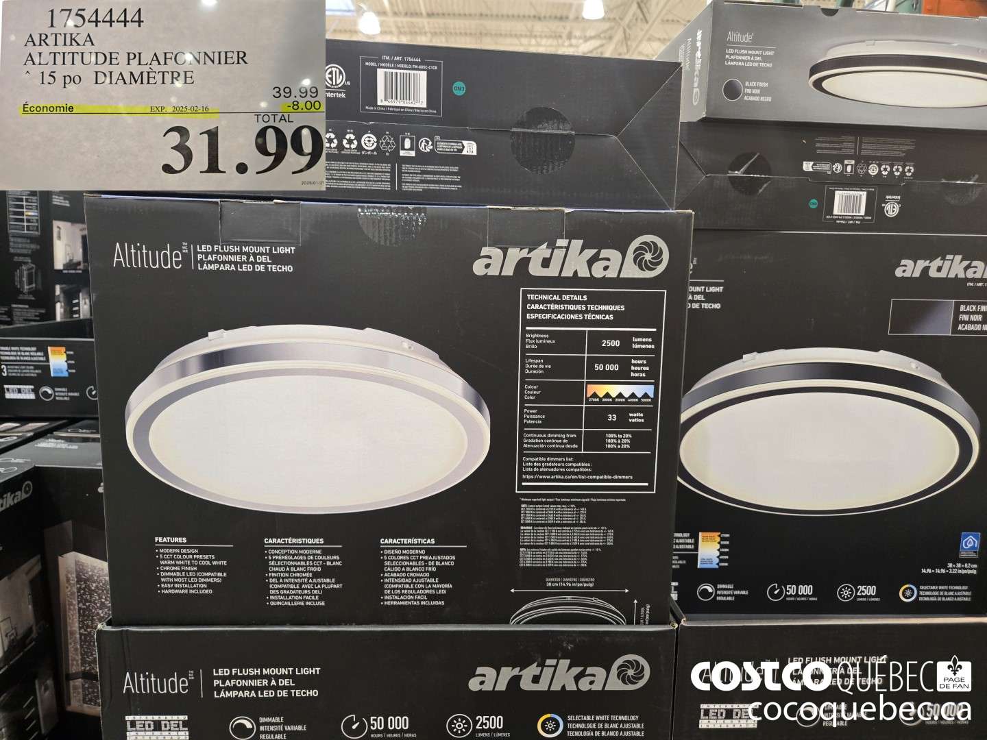 1754444 ARTIKA ALTITUDE PLAFONNIER  ($8.00 INSTANT SAVINGS EXPIRES ON 2025-02-16) $31.99