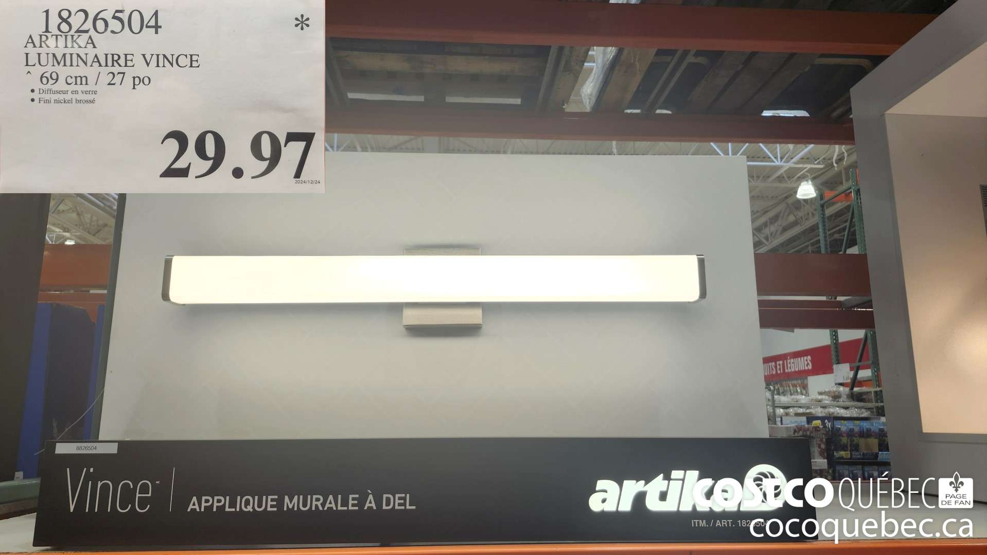 1826504 ARTIKA LUMINAIRE VINCE  $29.97