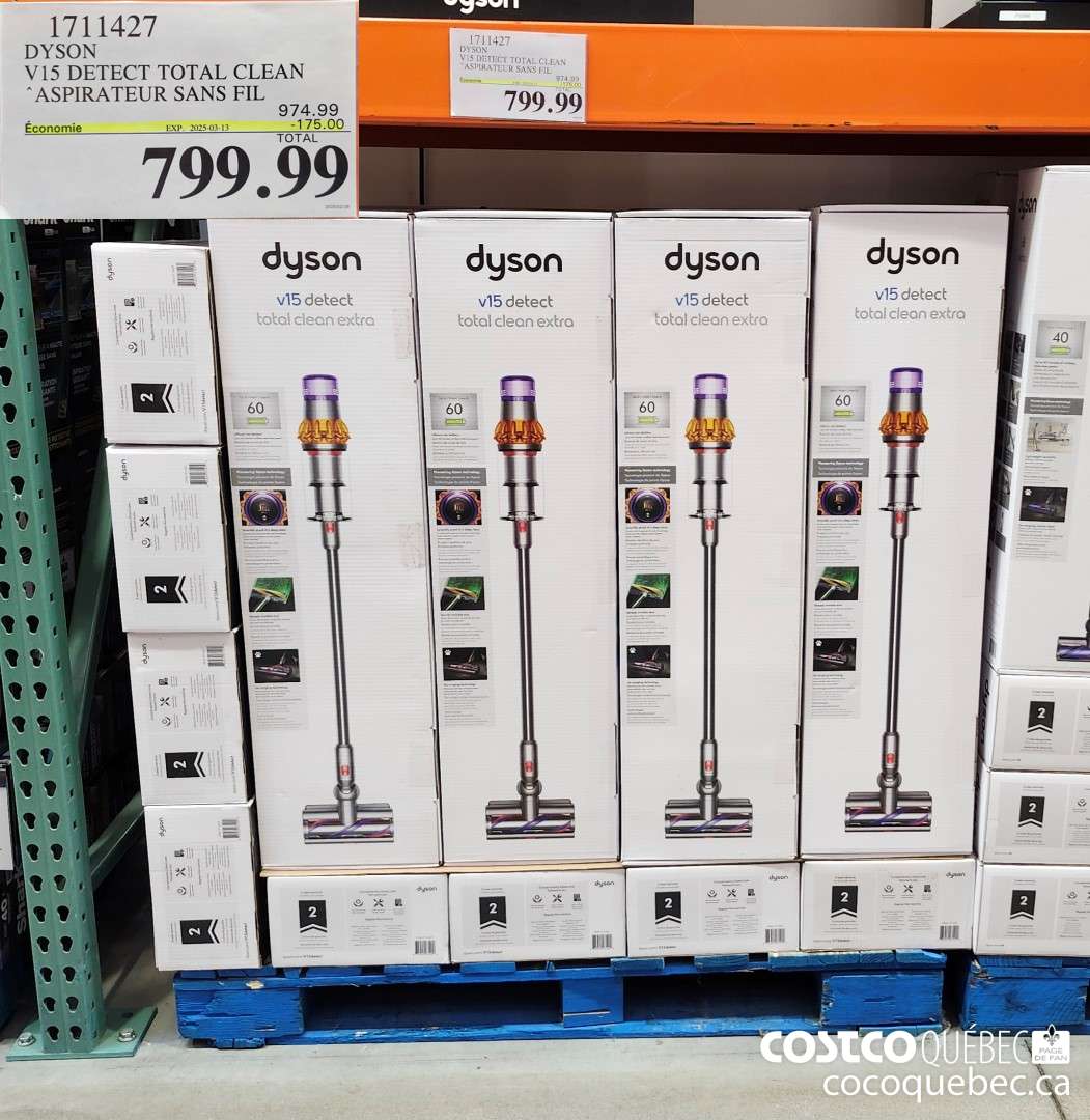 1711427 ASPIRATEUR-BALAI DYSON V15 DETECT CLEAN SANS FIL  ($200.00 INSTANT SAVINGS EXPIRES ON 2025-03-13) $799.99