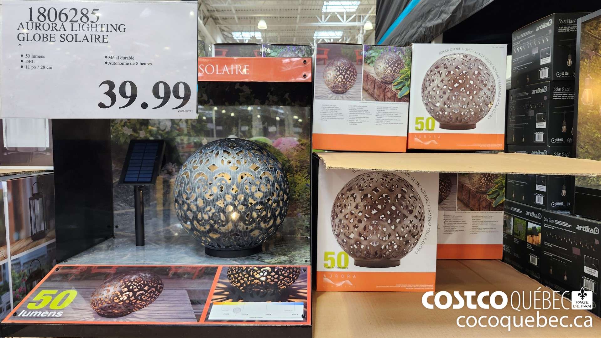 1806285 AURORA LIGHTING GLOBE SOLAIRE  $39.99