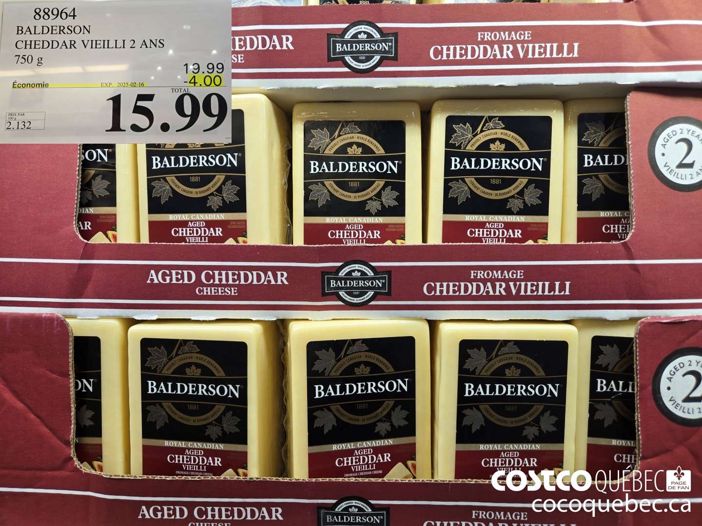 88964 BALDERSON CHEDDAR VIETLLI 2 ANS 750 g  ($4.00 INSTANT SAVINGS EXPIRES ON 2025-02-16) $15.99