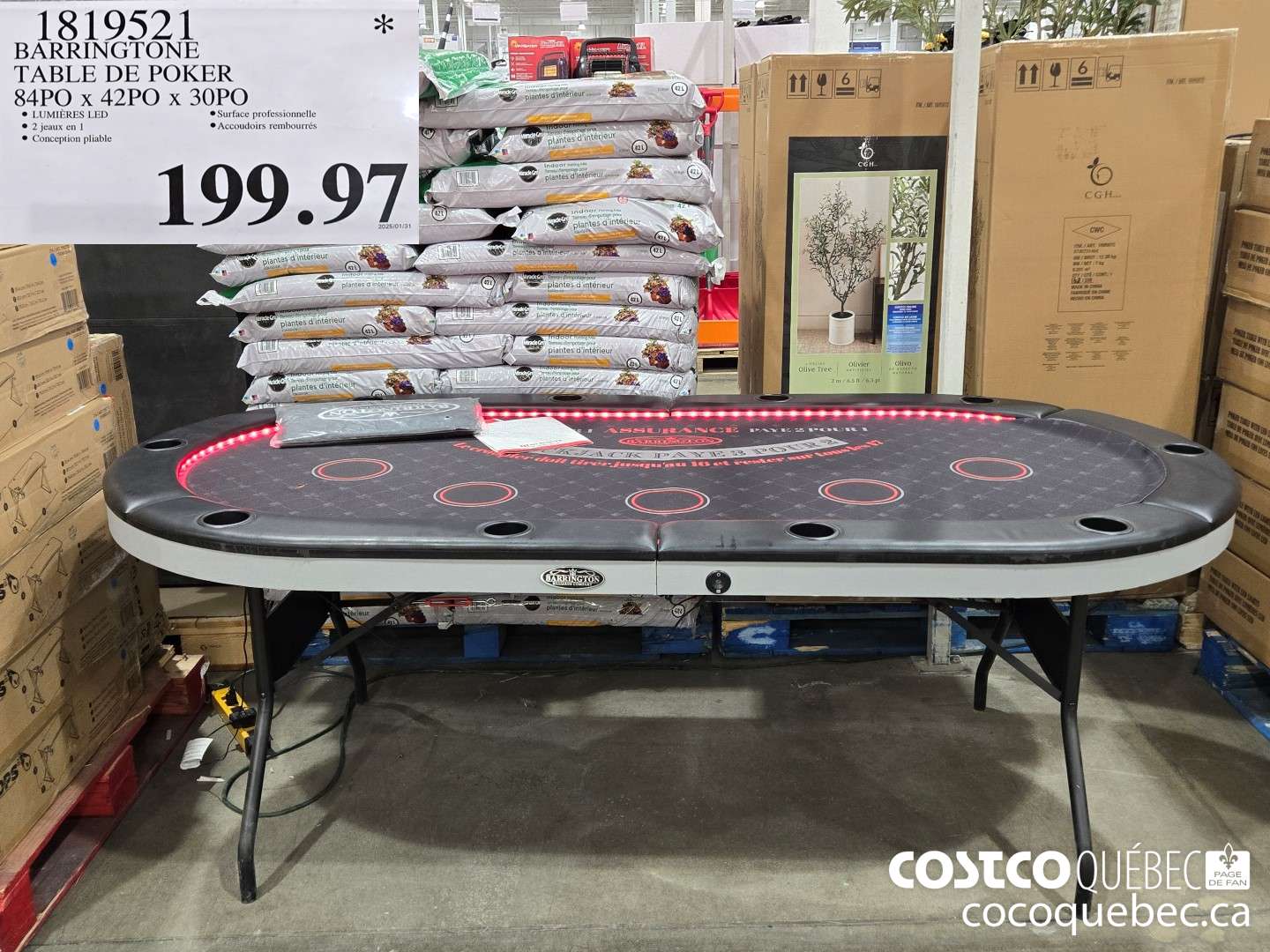 1819521 BARRINGTONE TABLE DE POKER 84PO x 42P0O x 30PO  $199.97