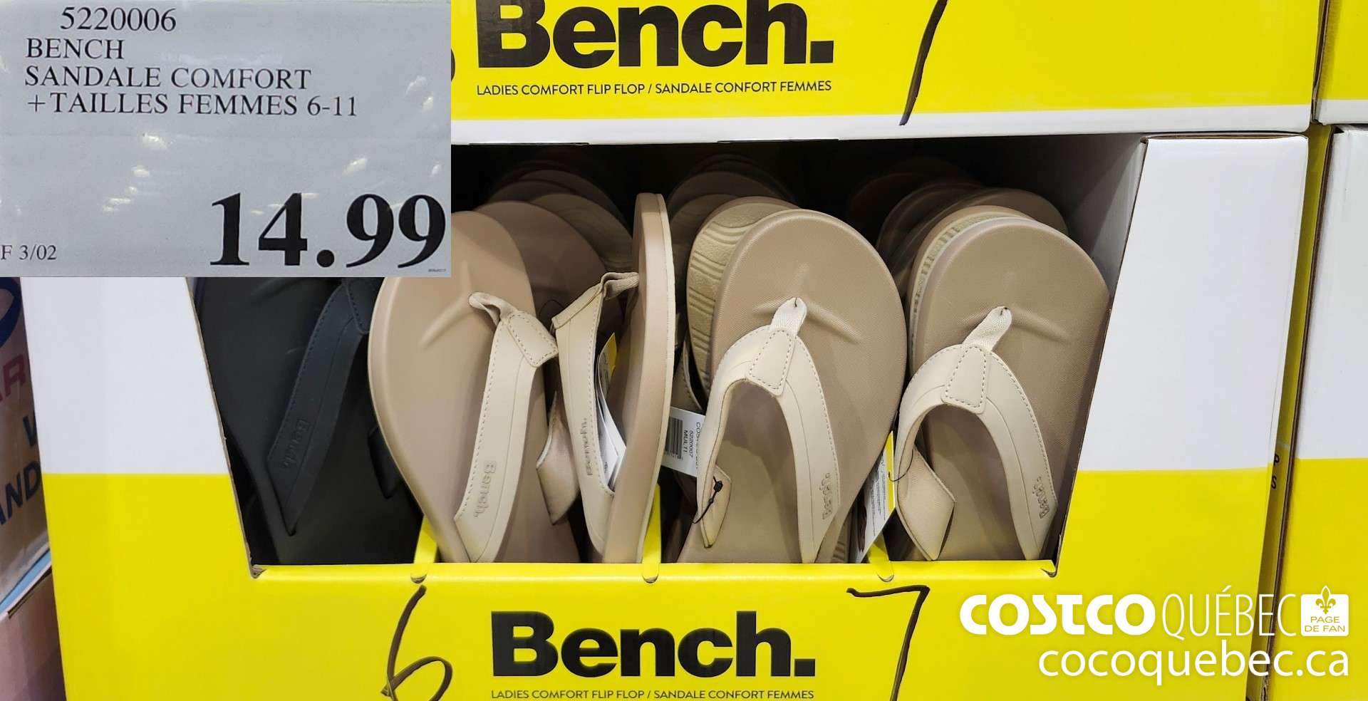 5220006 BENCH SANDALE COMFORT + TAILLES FEMMES 6-11  $14.99