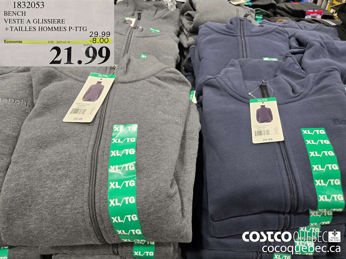 1832053 BENCH VESTE A GLISSIERE  ($8.00 INSTANT SAVINGS EXPIRES ON 2025-02-16) $21.99
