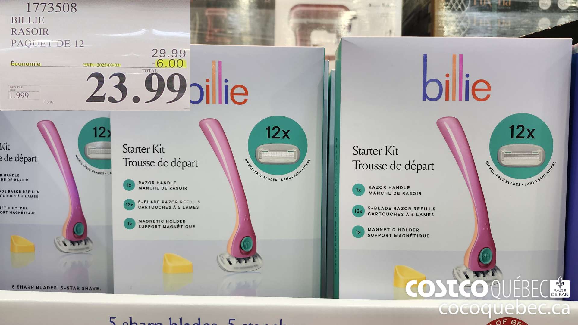 1773508 BILLIE RASOIR PAQUET DE 12  ($6.00 INSTANT SAVINGS EXPIRES ON 2025-03-02) $29.99