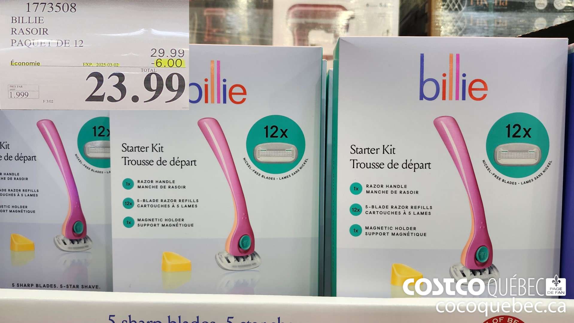 1773508 BILLIE RASOIR PAQUET DE 12  ($6.00 INSTANT SAVINGS EXPIRES ON 2025-03-02) $23.99