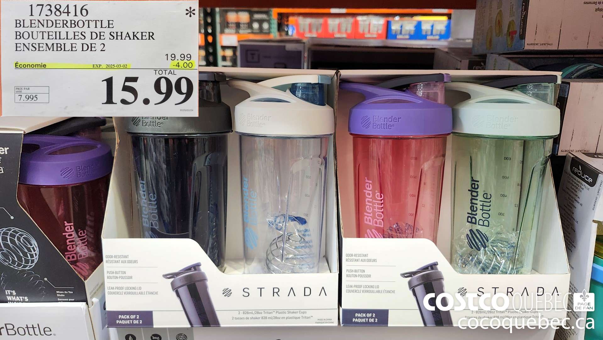 1738416 BLENDERBOTTLE | BOUTEILLES DE SHAKER ENSEMBLE DE 2  ($4.00 INSTANT SAVINGS EXPIRES ON 2025-03-02) $15.99