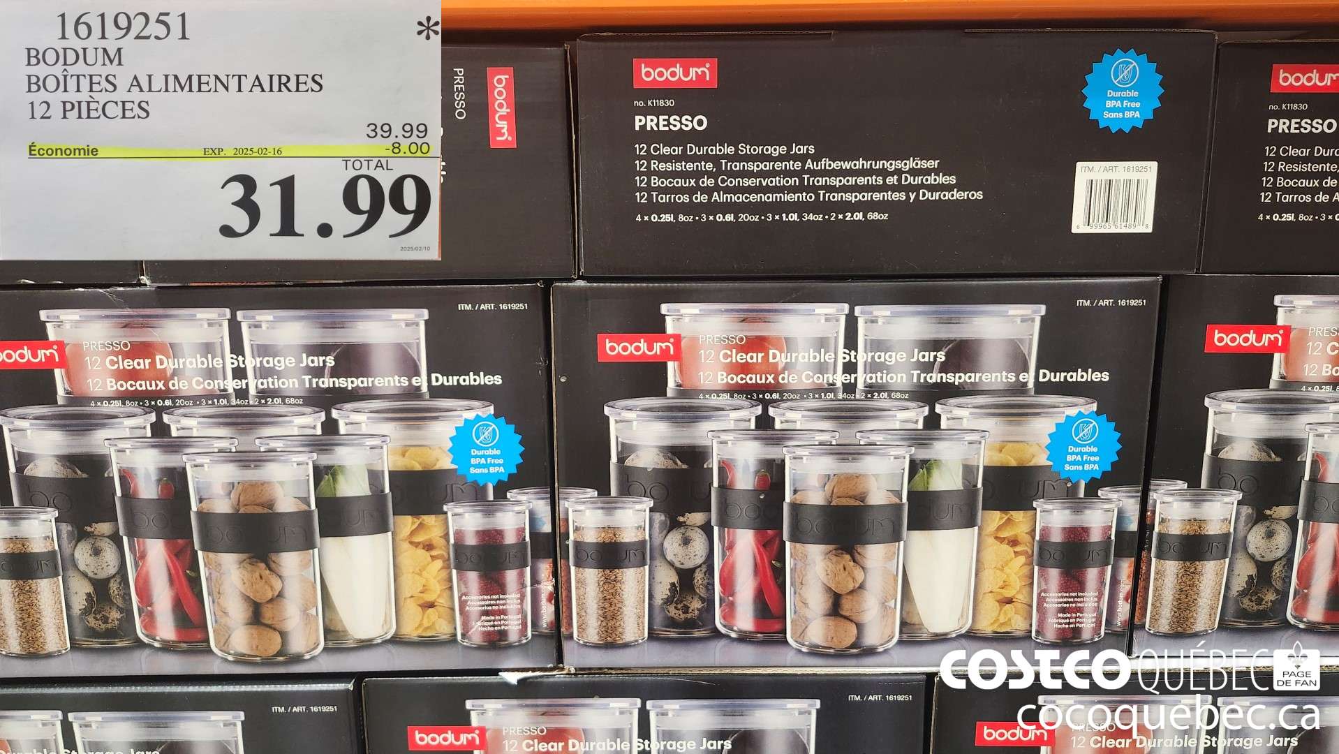 1619251 BODUM BOITES ALIMENTAIRES 12 PIECES  ($8.00 INSTANT SAVINGS EXPIRES ON 2025-02-16) $31.99