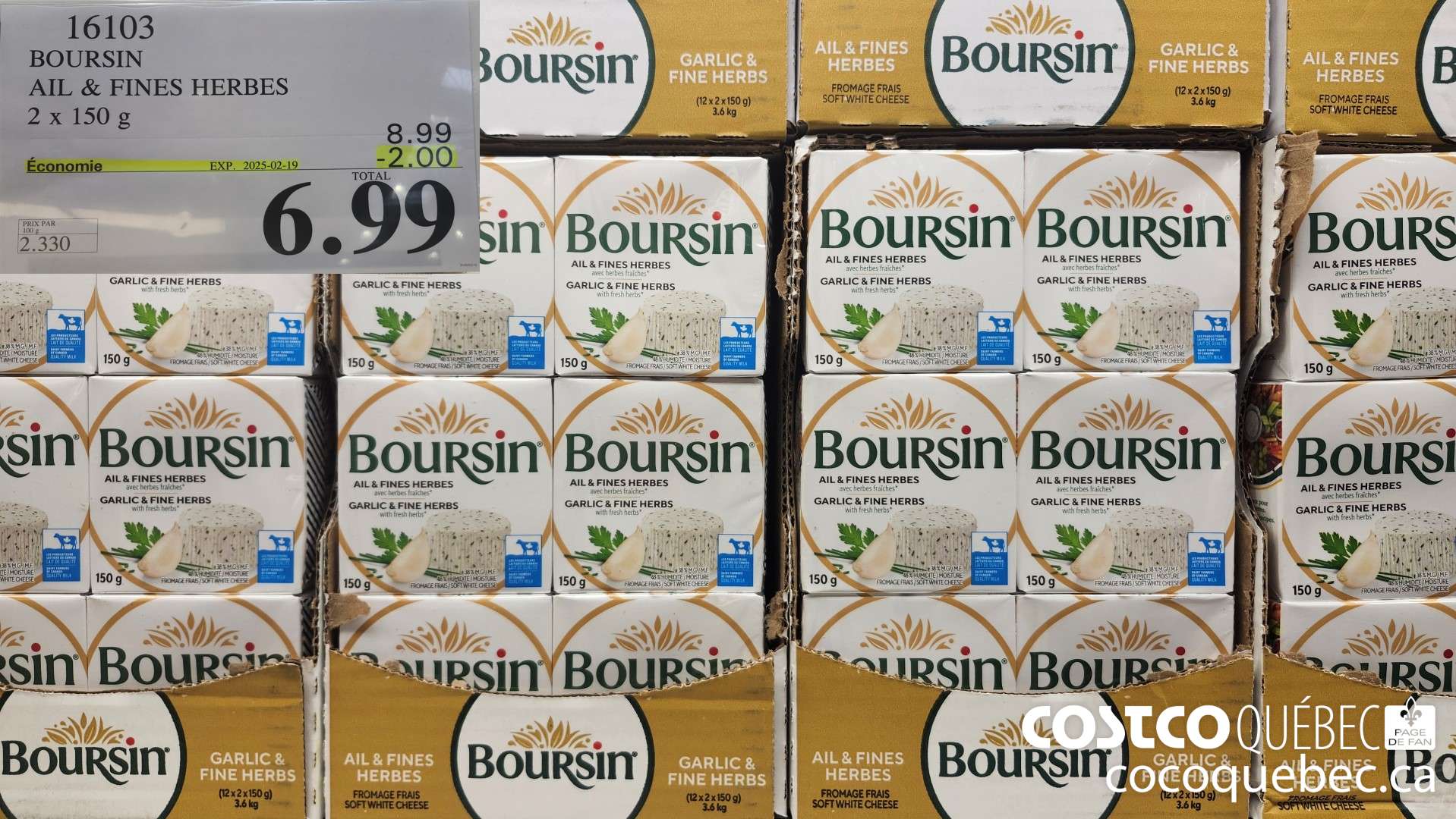 16103 BOURSIN AIL & FINES HERBES 2x150 G ($2.00 INSTANT SAVINGS EXPIRES ON 2025-02-19) $6.99