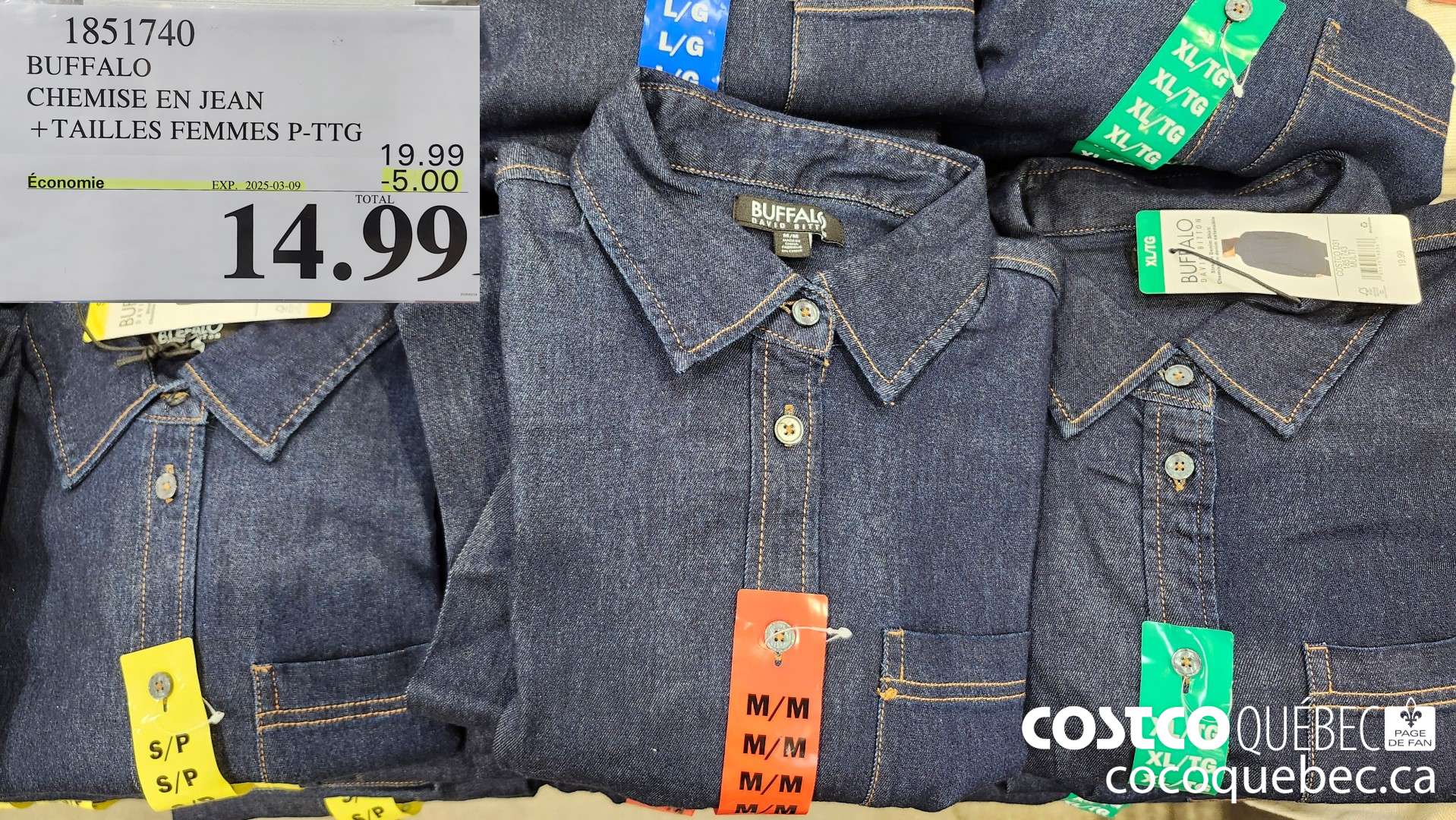 1851740 BUFFALO CHEMISE EN JEAN  ($5.00 INSTANT SAVINGS EXPIRES ON 2025-03-09) $14.99