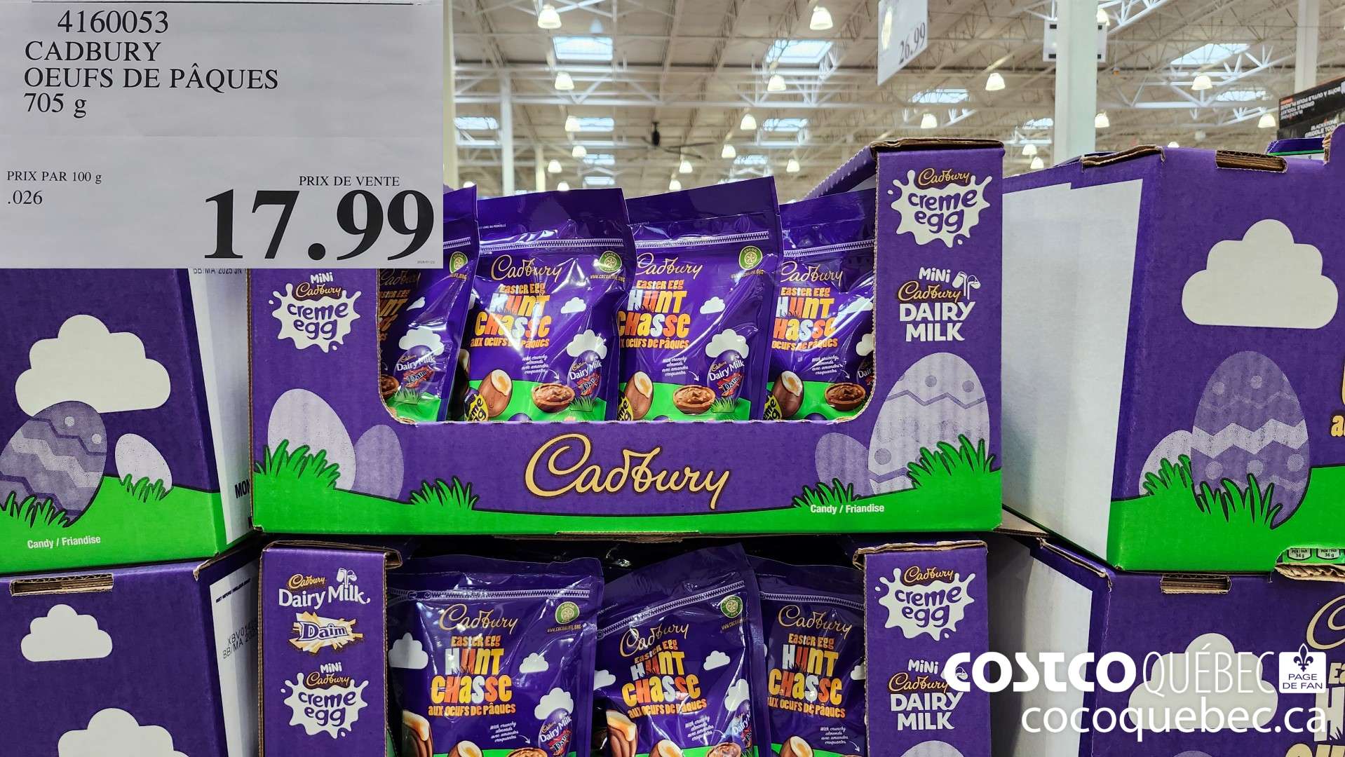 4160053 CADBURY OEUFS DE PAQUES 705 g  $17.99