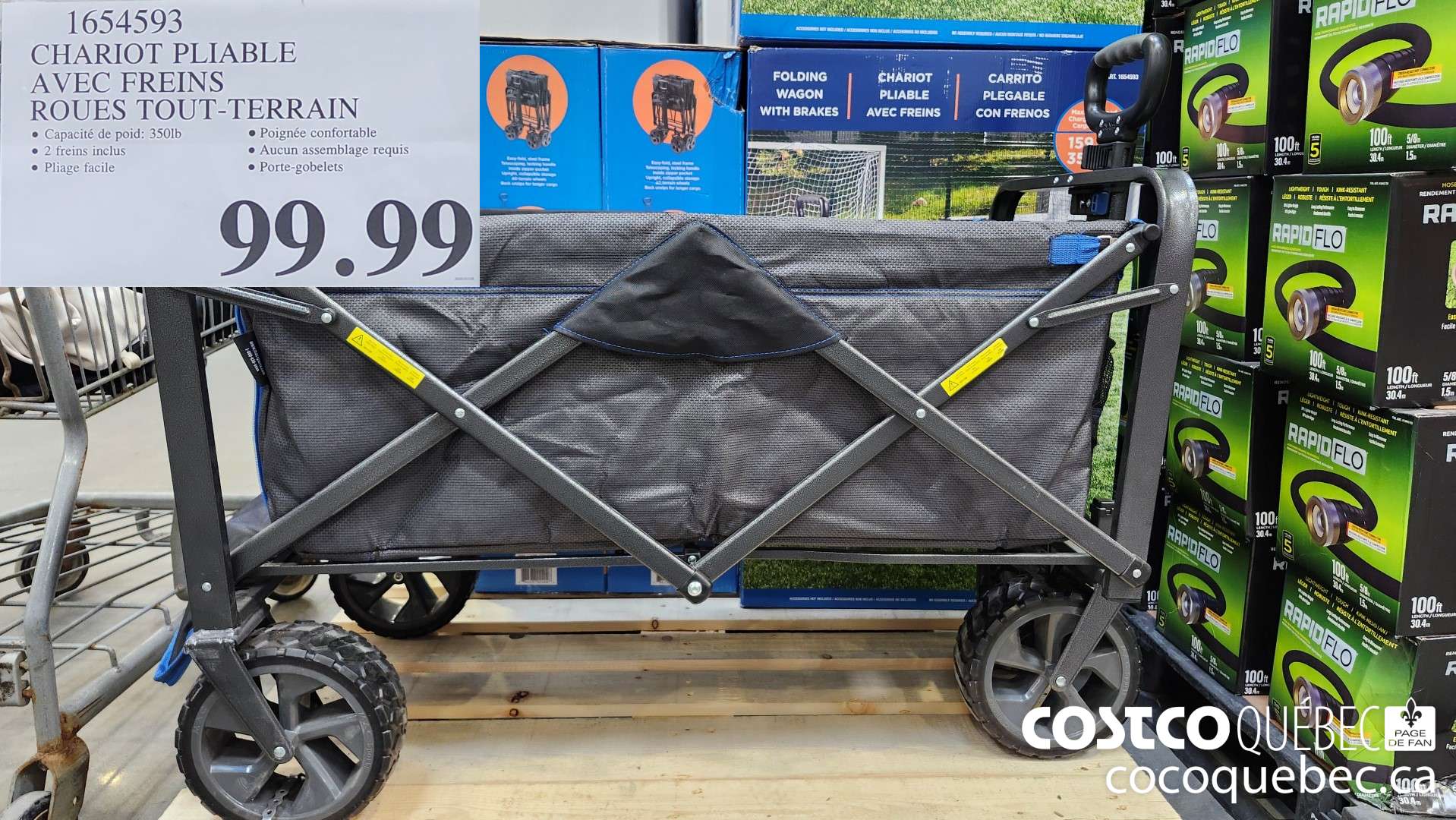 1654593 CHARIOT PLIABLE AVEC FREINS ROUES TOUT-TERRAIN  $99.99