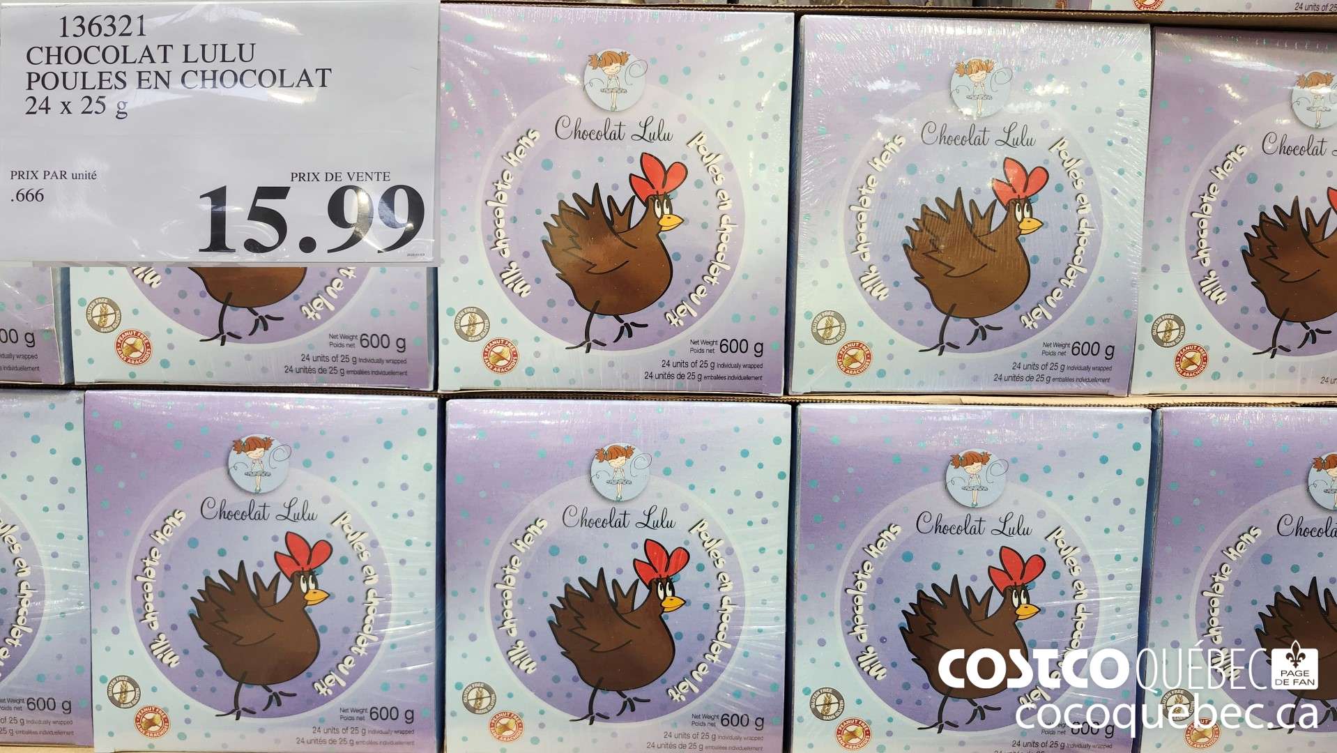 136321 CHOCOLAT LULU POULES EN CHOCOLAT 24x25 G  $15.99