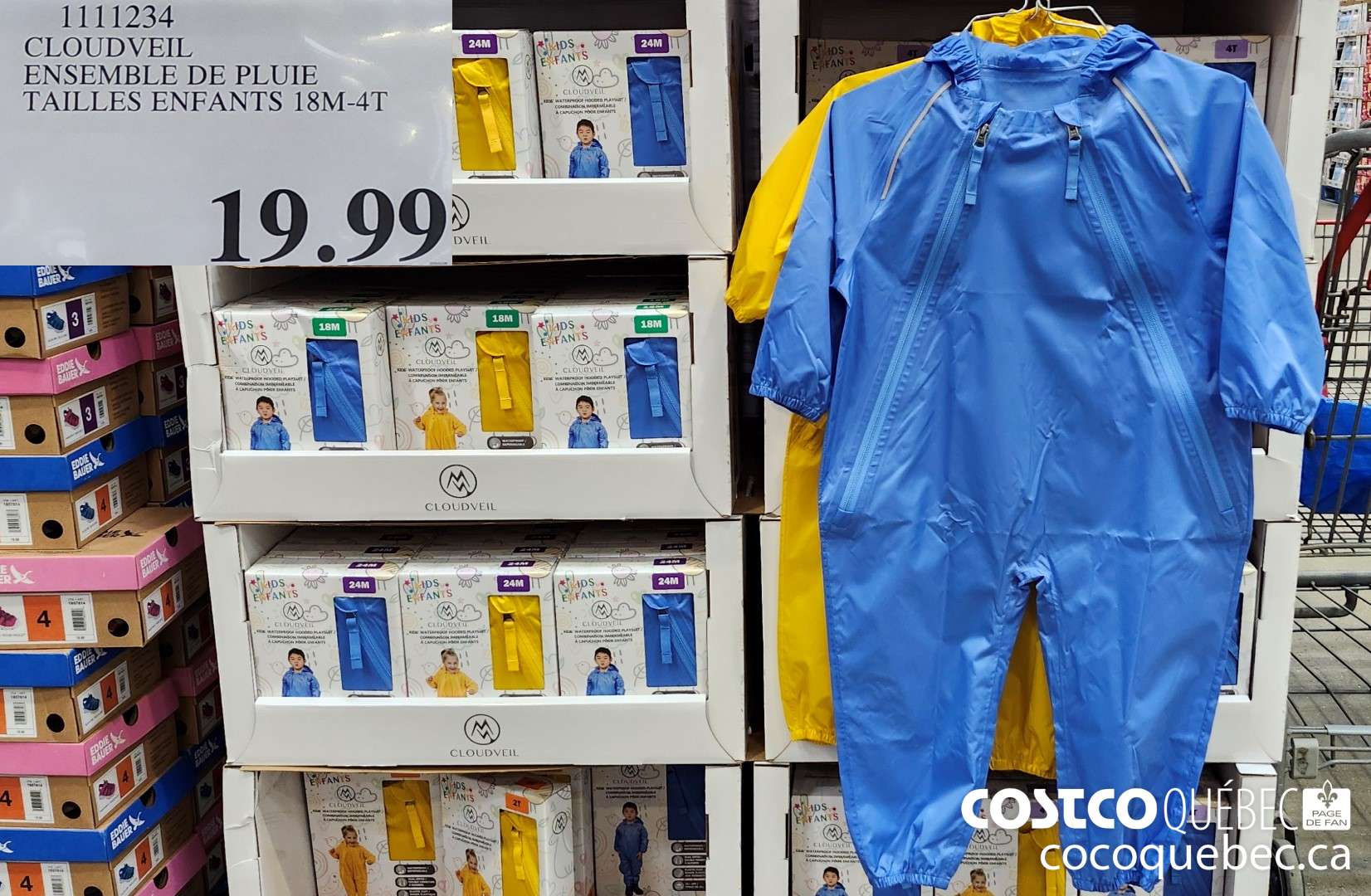 1111234 CLOUDVEIL ENSEMBLE DE PLUIE TAILLES ENFANTS 18M-4T  $19.99