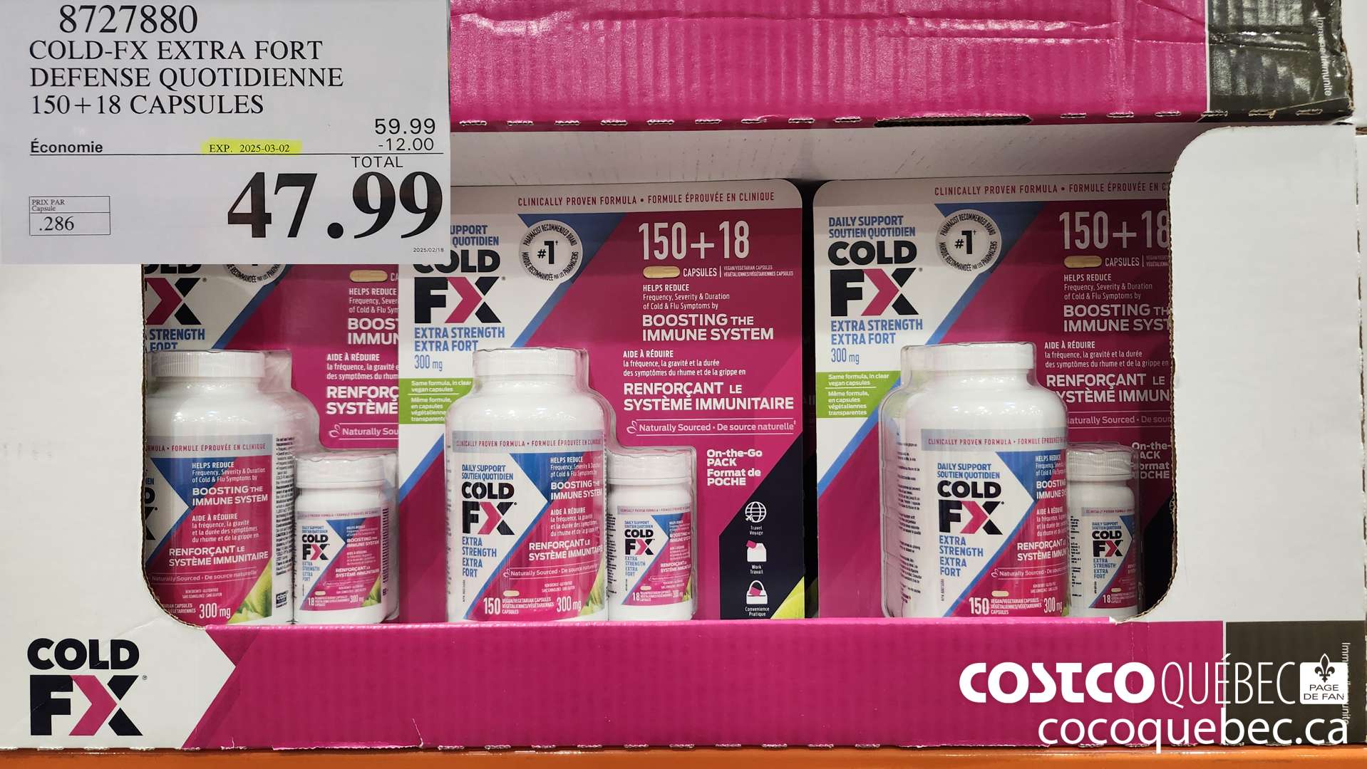 8727880 COLD FX EXTRA FORT DEFENSE QUOTIDIENNE  2025-01-19 ($12.00 INSTANT SAVINGS EXPIRES ON 2025-03-02) $47.99
