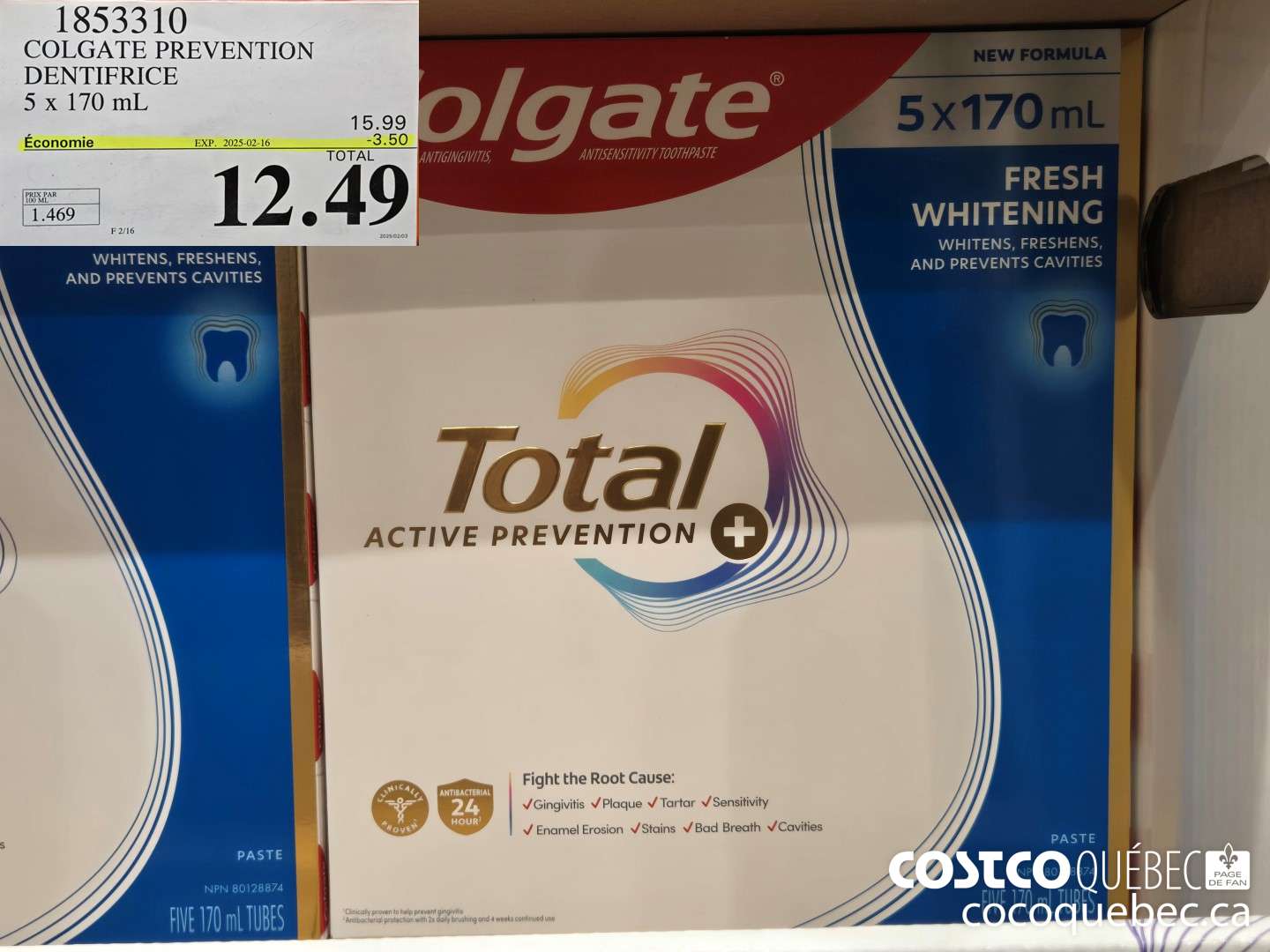 1853310 COLGATE PREVENTION DENTIFRICE  ($3.50 INSTANT SAVINGS EXPIRES ON 2025-02-16) $12.49